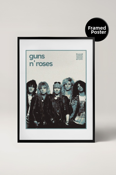 House Gorgeous Guns N' Roses Qr Code Music Giants Collection Black Framed Des...