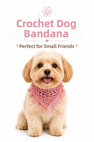 BOHEMÖRGÜ Dog Bandana Hand Knitted Tie-On Stylish Pet Neck Scarf Cat Dog Acce...