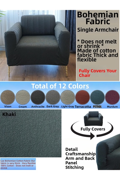 İLYEVTEKSTİLİ Bohem Cotton Fabric for Single Complete Dressing Room and Armch...