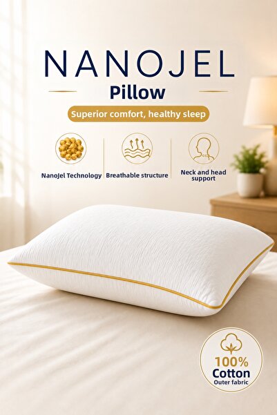 Formeya Gold Color Piping Nano Gel Pillow 1100 Grams 50X70 cm 1 Piece, Luxury...