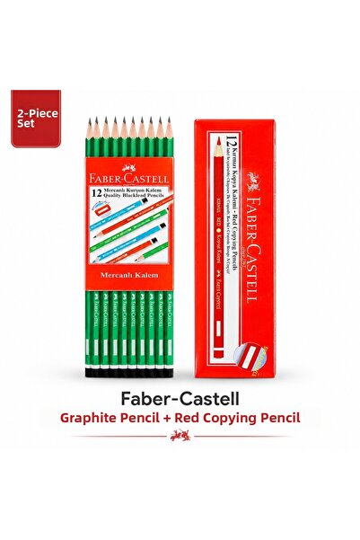 Faber Castell Faber-Castell 12-Piece Cornered Coral Pencil and 12-Piece Red P...