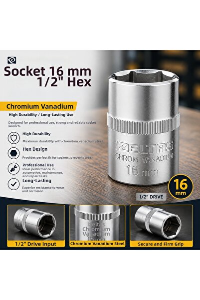İzeltaş 16 mm 1/2 Hexagon Socket Wrench