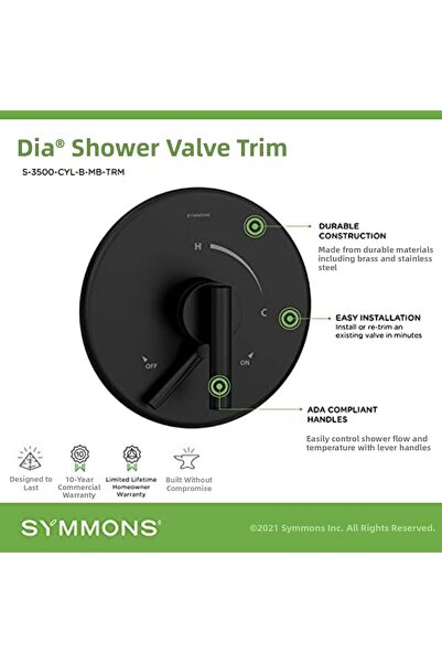 Yıldızan Tamgün S-3500-Cyl-B-Mb-Trm Diameter Shower Valve and Secondary Integ...