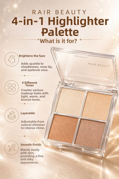 RAİR BEAUTY Highlighter-Lip Balm Set, 4-Piece Brightening and Lip Balm Set