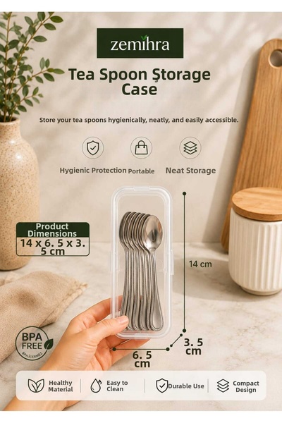 zemihra 6 Pcs Tea Spoon Holder Storage Container Tea Spoon Carrying Set Multi-Purpose Organizer Locking Box