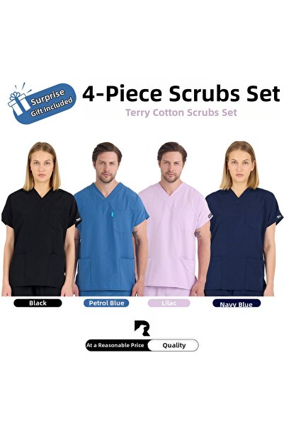 KARGA ÜNİFORMA Set of 4 Top Forma - Unisex Bat Sleeve Nurse and Doctor Jersey...