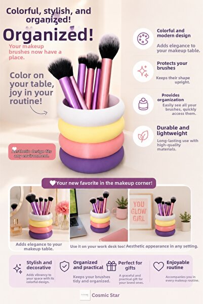 Cosmic Star Multi-Purpose Makeup Brush Holder and Pen Holder Organizer |   De...