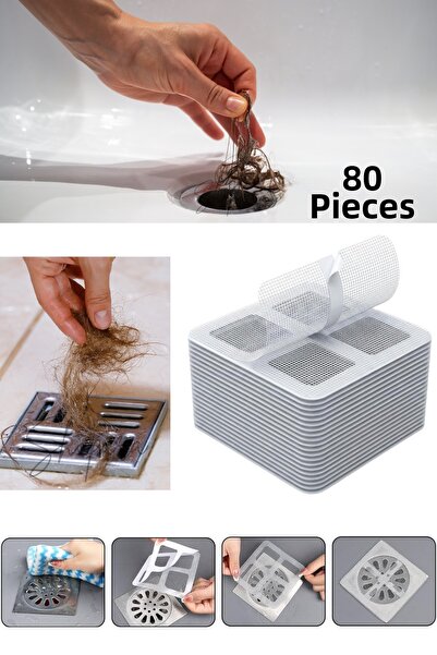 Shopura 80 Pieces Bathroom Drain Cover Tape Hair Collector Strainer - Shower ...