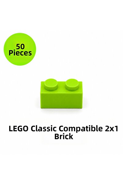 OyuncaklarÜlkesi Lego Compatible Classic 50 Pieces Neon Green Pistachio Green...