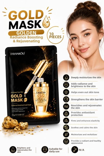 ESPASIO Gold Mask Gold Essence Facial Mask 10 Pack Moisturizing and Brighteni...