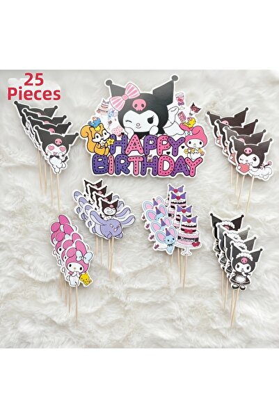 Markasız ucuz 25 Piece Kuromi and My Melody Themed Birthday Cake and Cupcake ...