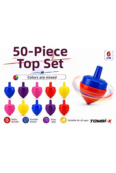 TOMBİ-X Nostalgic Spinning Top Game Set of 50
