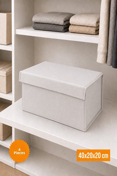 Balkan Room 4 Pieces White Closet Organizer with Lid, Foldable Clothing Stora...