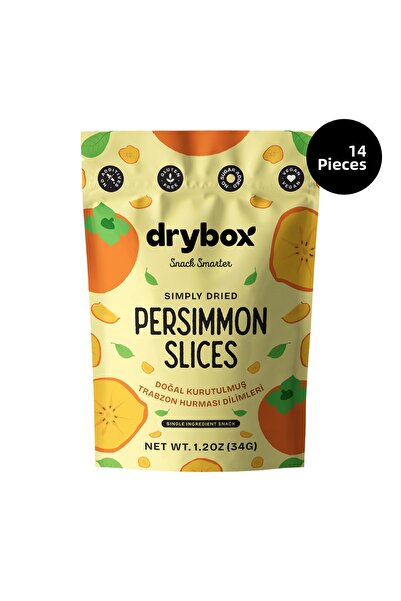 DRYBOX Natural Dried Persimmon Slices 34g Pack of 14 – No Added Sugar, 100% N...