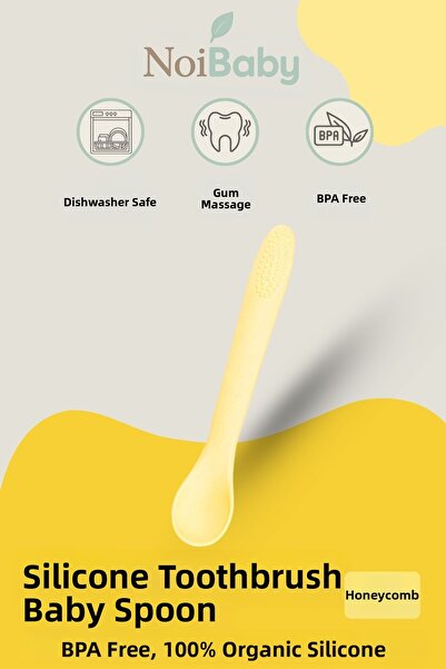 NoiBaby Silicone Teether Feeding Spoon - Yellow