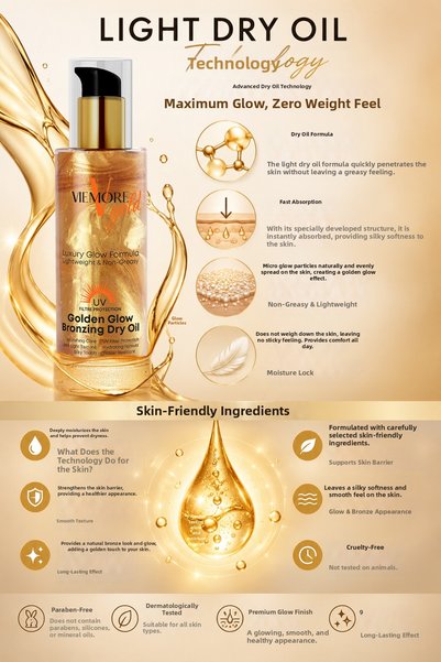 Viemore Gold Golden Glow Bronzing Dry Oil Golden Radiance Moisturizing Nourishing Body Oil 150 ml