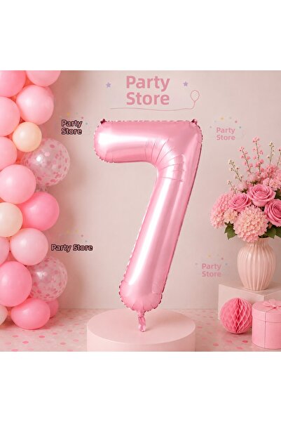 Parti Dükkanı 7 Number Foil Balloons 34 Inch 76 cm Pink Color Helium Compatib...