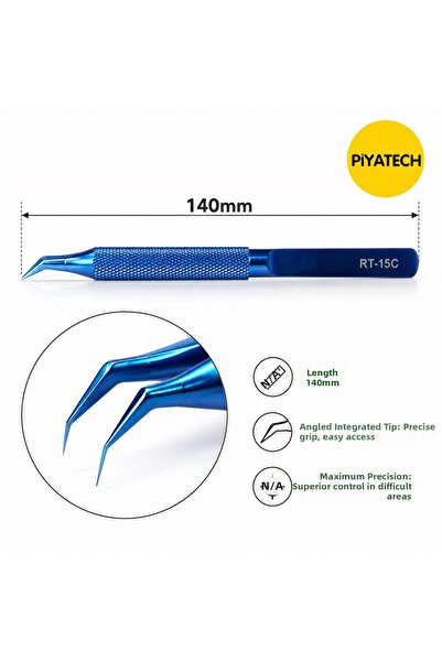 PİYATECH ملقط متكامل احترافي مائل مصنوع من سبائك التيتانيوم RT-15c