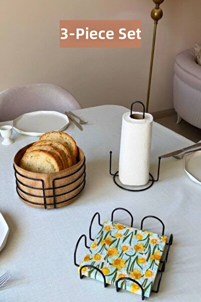 Edora Home Set of 3 Black Square Napkin Holders, Vertical Paper Towel Holders...
