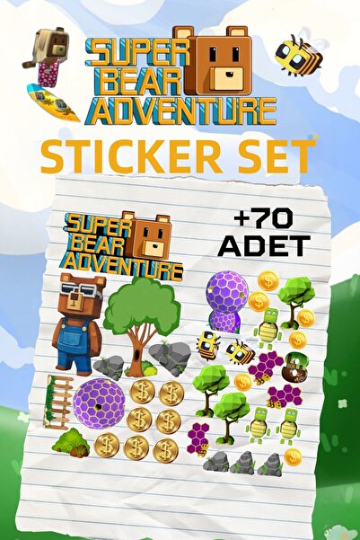 alışveriş kurdu Σετ αυτοκόλλητων Super Bear Adventure, Θερμός για νερό, Τσάντ...