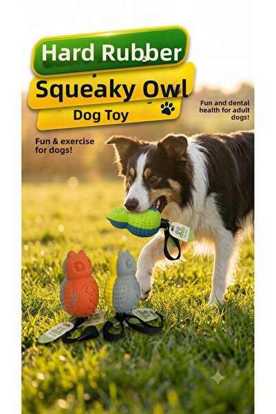 Ovisso Hard Rubber Sound Owl Dog Toy