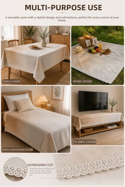 GECE HOME غطاء أريكة مخملي بوهيمي عصري متعدد الأغراض، غطاء سرير قابل للطي، غطاء طاولة للنزهات، غطاء طاولة مع إسفنج مضاد للانزلاق 165x215