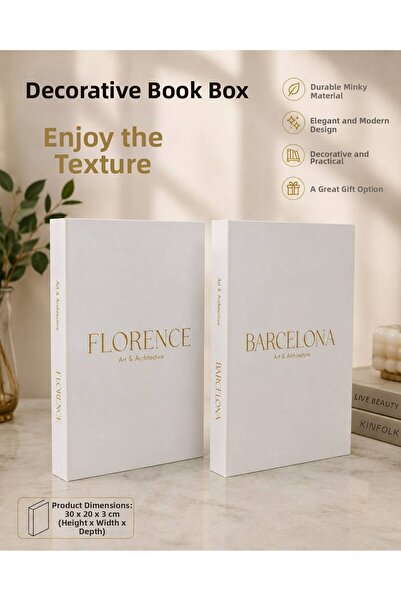 irayhomedecor Set of 2 Gilded Thin Decorative Book Boxes (Barcelona&Florence)