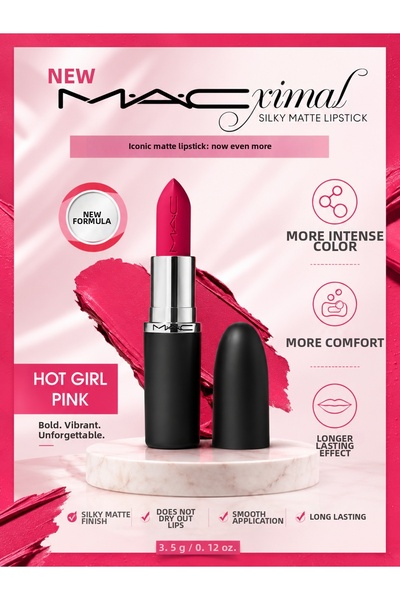 M.A.C Macximal Silky Matte -Hot Girl Pink- Lipstick with Moisturizing Effect ...