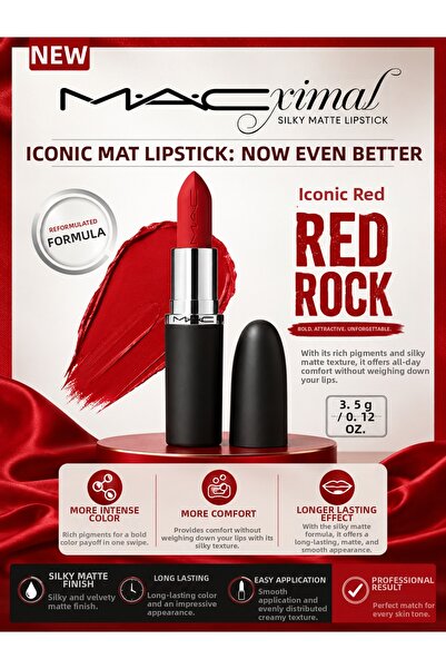 M.A.C Macximal Silky Matte - Red Rock - Lipstick That Provides Intense Color ...