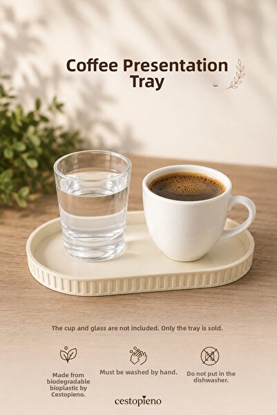 CESTOPİENO Coffee Presentation Plate Oval Serving Tray |   Eco-Friendly Biopl...