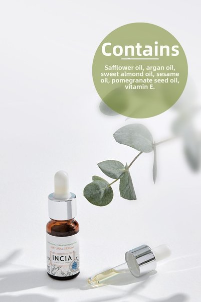 Incia 100% Natural Eyebrow and Eyelash Strengthening Serum Herbal Thickening Intensive Care Oil Vegan 10 ml