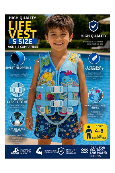 LRS STORE Children's Life Jacket Size S 4-8 Years |   Sponge Neoprene Swimmin...