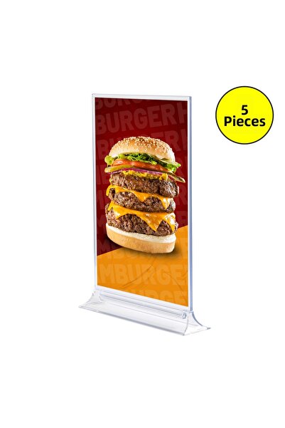 Tilki Dünyası A4 Clear Acrylic Tabletop Foil Holder T-Base Menu Holder - Doub...
