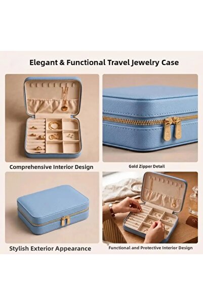Dorvina Jewelry Box Organizer Travel Case Necklace Ring Earring Organizer Lea...