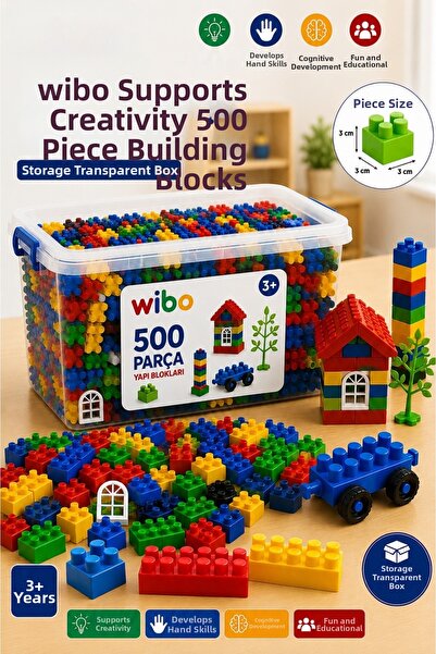 Wibo 500 Pieces Large Size Building Blocks with Accessories Pvc Boxed Kinderg...