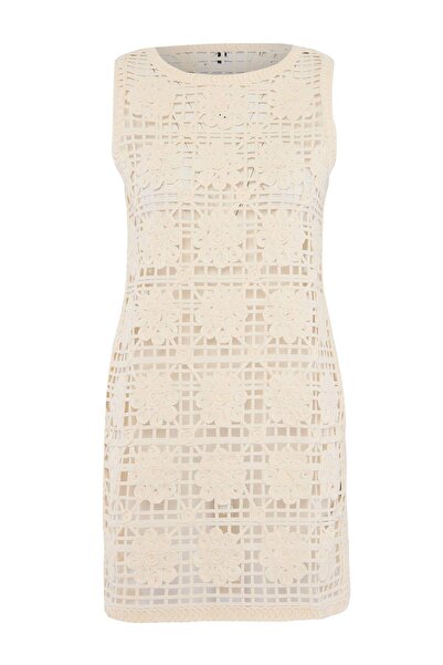 Trendyol Collection Ecru Knitwear Mini Openwork Beach Dress Tbess26El00062
