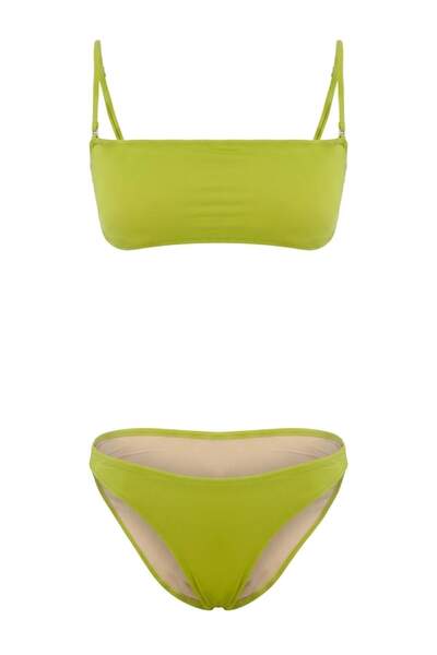Trendyol Collection Set bikini verde, fără bretele, cu talie normală și picio...