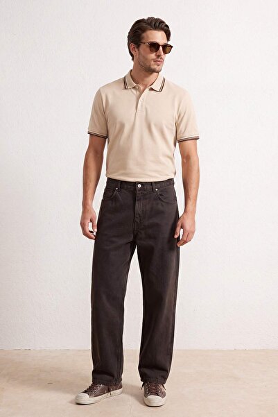 Trendyol Collection Tricou cu guler polo, cu bandă, din țesătură elastică, mo...