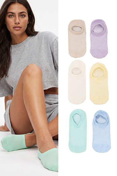 Trendyol Kollektion Ecru-Gelb-Mint 6-teilige einfarbige Jacquard-Stricksocken...