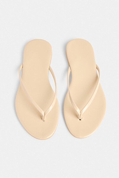 TRENDYOL SHOES Cream Wide Fit Women's Flip Flop Slippers Takss26Te00016