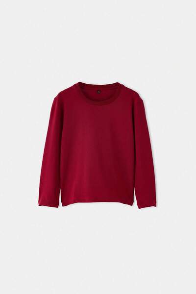 TRENDYOLKIDS Burgundy Plain Knitted T-Shirt Tkdaw27Ts00002