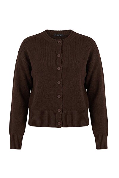 Trendyol Collection Wardrobe Essentials Brown Wool Crew Neck Basic Knitwear C...