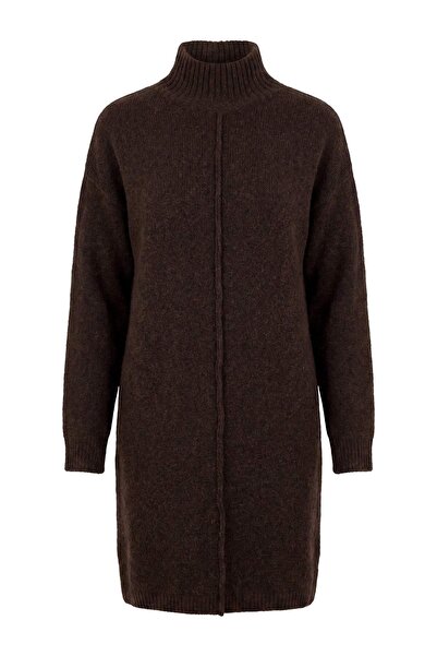 Trendyol Collection Brown High Neckline Stitching Detailed Bat Sleeve Knitwea...