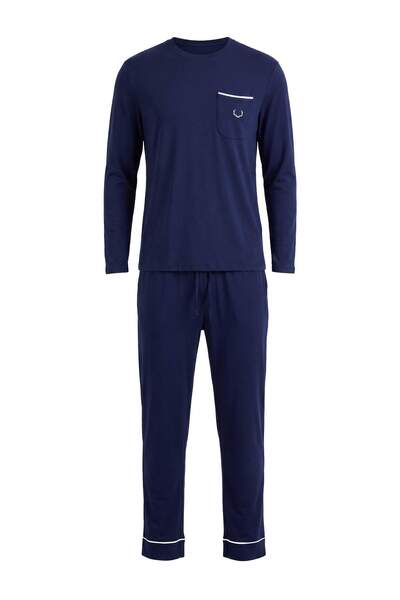 Trendyol Collection Navy Blue Regular/Normal Cut Piping Detailed Embroidered ...