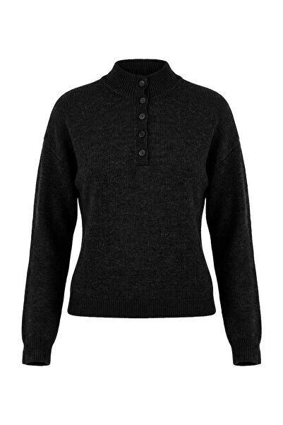 Trendyol Collection Wardrobe Essentials Black Soft Textured Knitwear Sweater ...