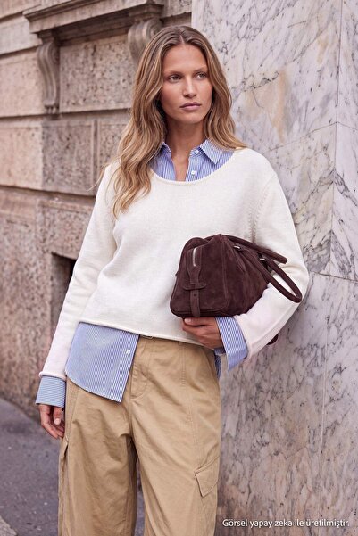 Trendyol Collection Wardrobe Essentials Ecru Soft Textured Pool Collar Basic ...