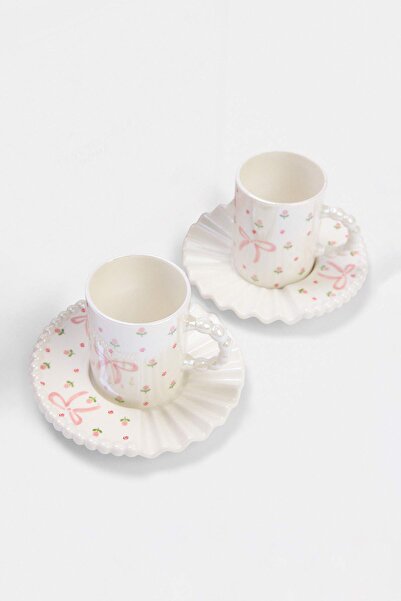 TRENDYOLMİLLA HOME 2-Piece Bowknot Patterned Cup Set 90 Cc Tphaw27Kfc00007