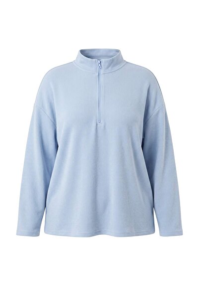 Trendyol Curve Blue Thessaloniki/Trikot Look Zippered Collar Regular/Normal F...