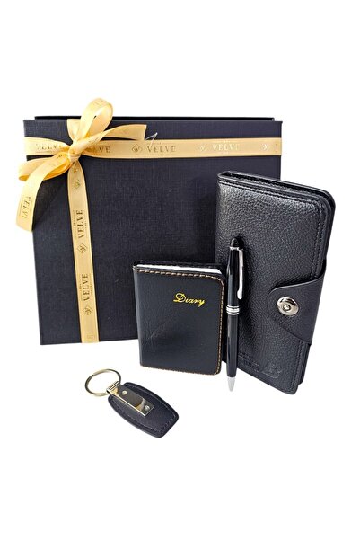 velve Set cadou pentru barbati Business Kit, cu portofel lung,carnetel,breloc...