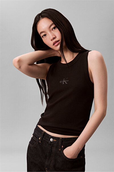 Calvin Klein Kadın Marka Logolu Günlük Kullanıma Uygun Siyah T-Shirt